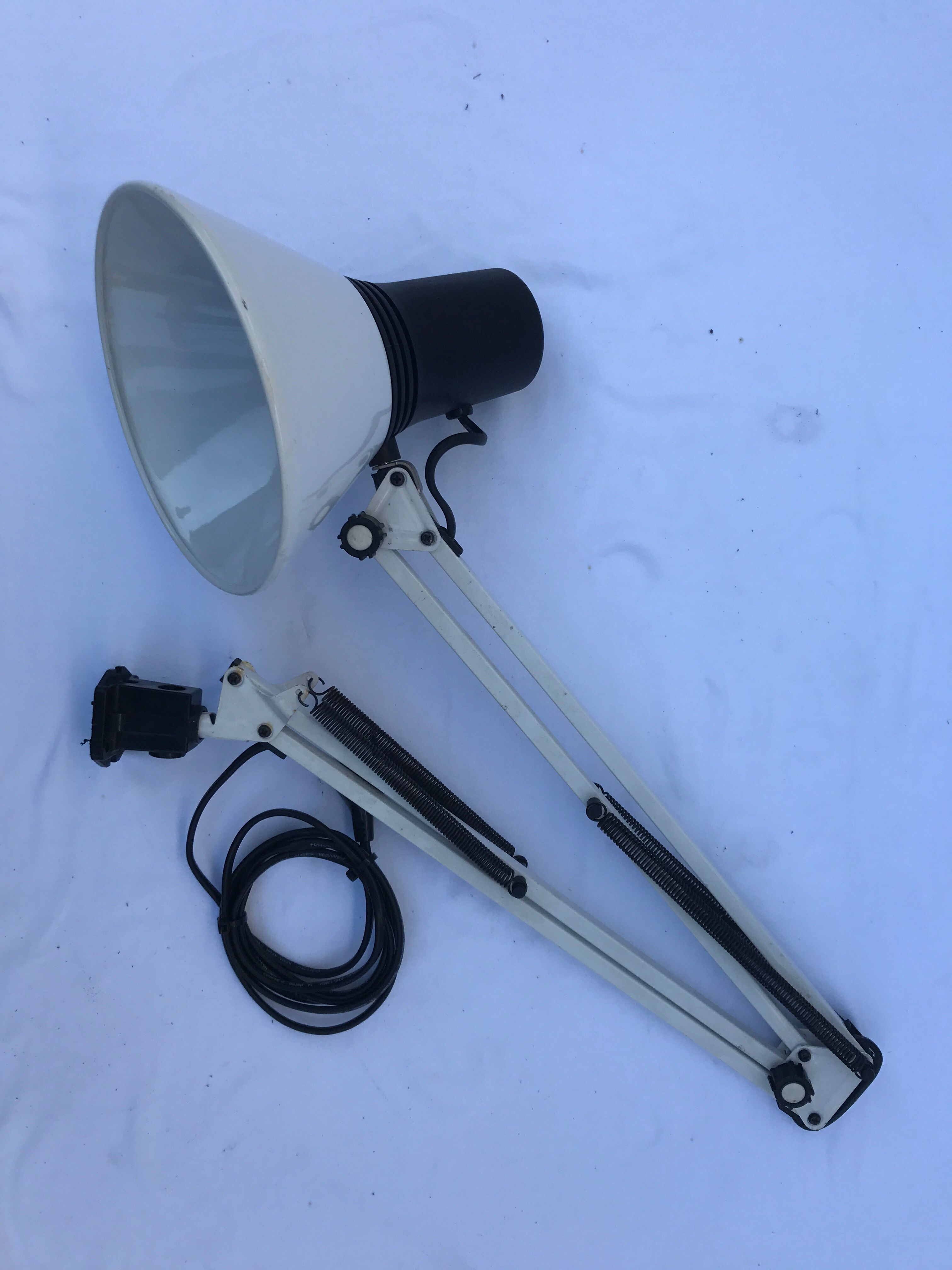 Architect articulated metal globe vintage black & white desk lamp 70s
