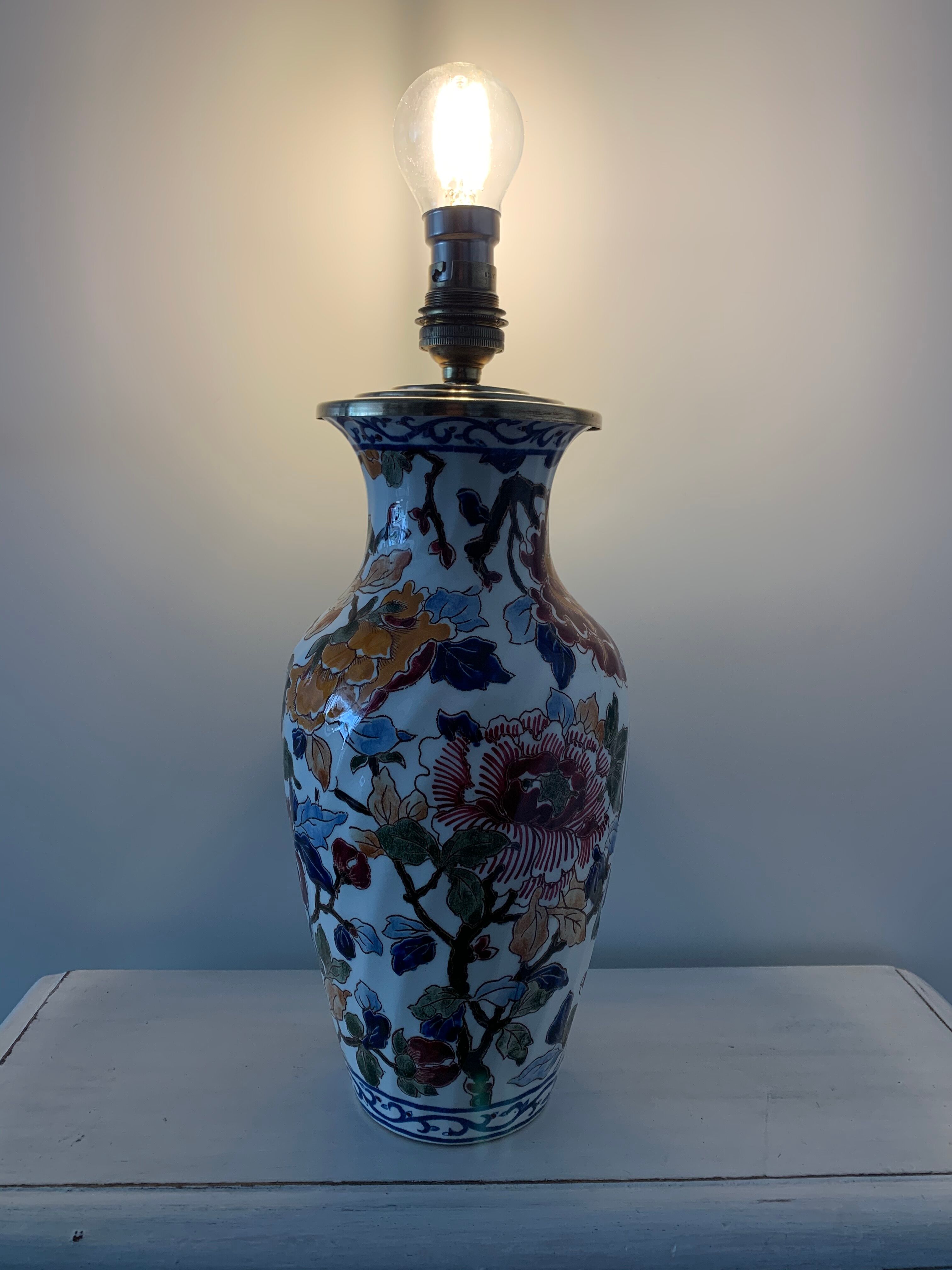 Gien Peonies 1960 multicoloured and floral lamp foot