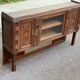 Haut de buffet art déco vitrine basse en bois massif et miroir 1920
