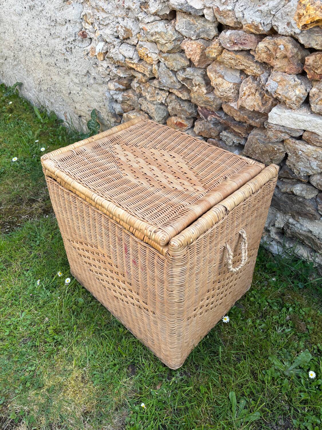 Vintage rattan and wicker trunk, chest