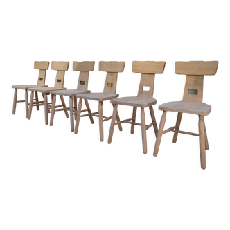 6 chaises en hêtre 1960
