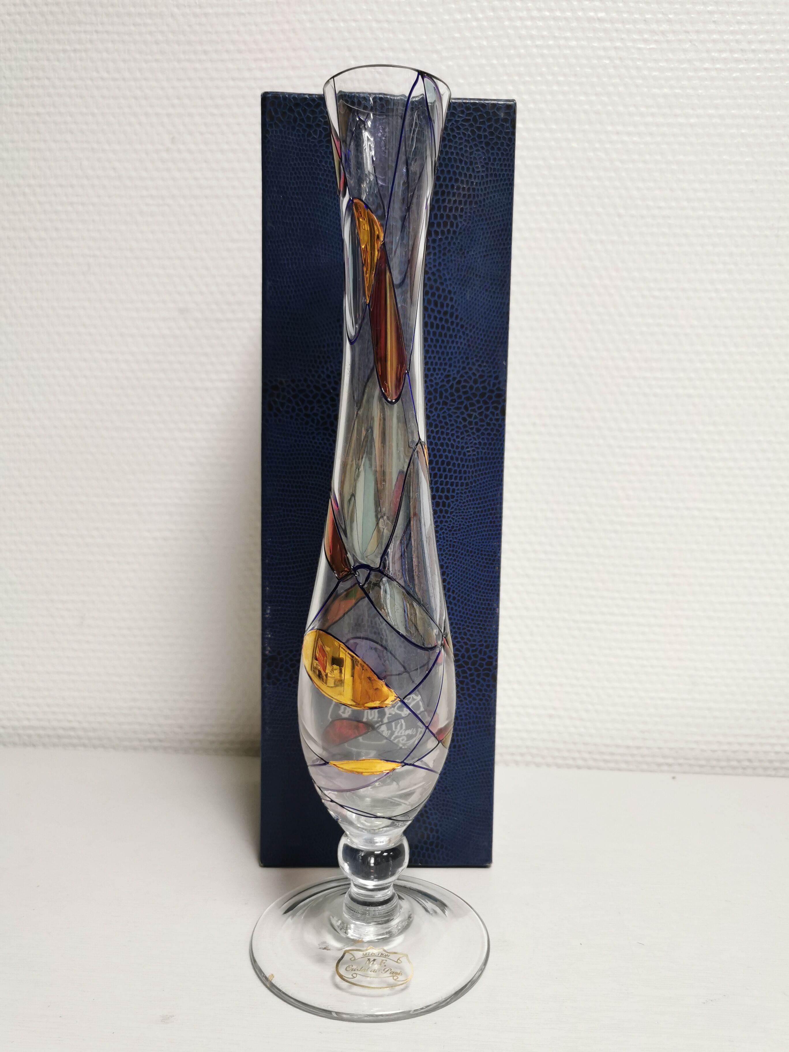 Soliflore vase in Cristal de Paris selection MF. stained glass effect with Box