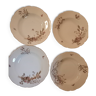 Set of 4 soup plates, decorated with flowers and butterflies, Limoges porcelain, vintage Haviland