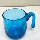 3 cups of ocean blue bubbled glass