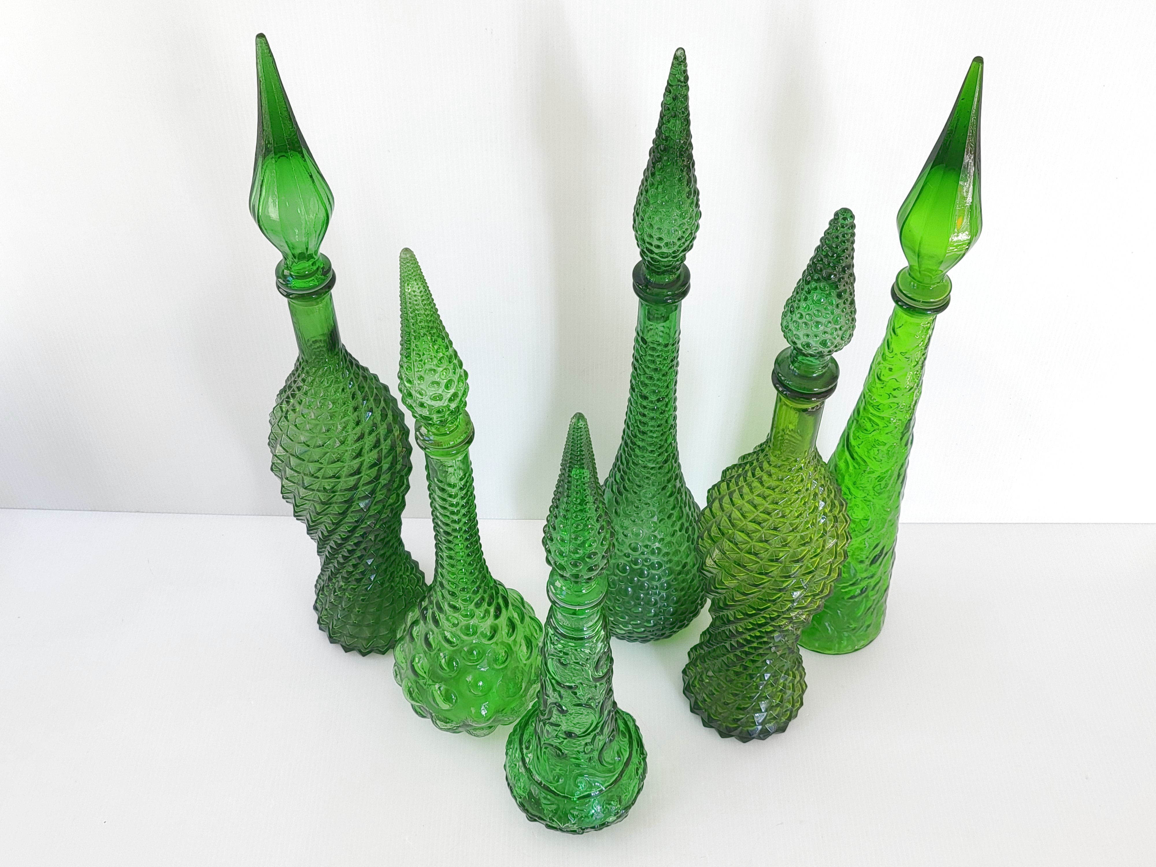 Set of 21 vintage Empoli decanters