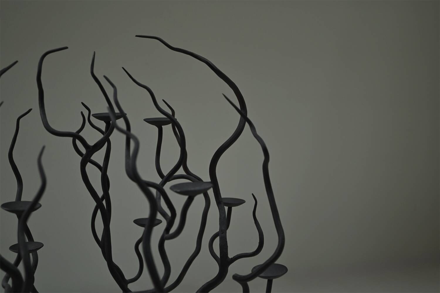 Black brutalist tree floor candle holder “tree of life”, 1970s.
