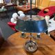 Silver-plated metal base bouillotte lamp