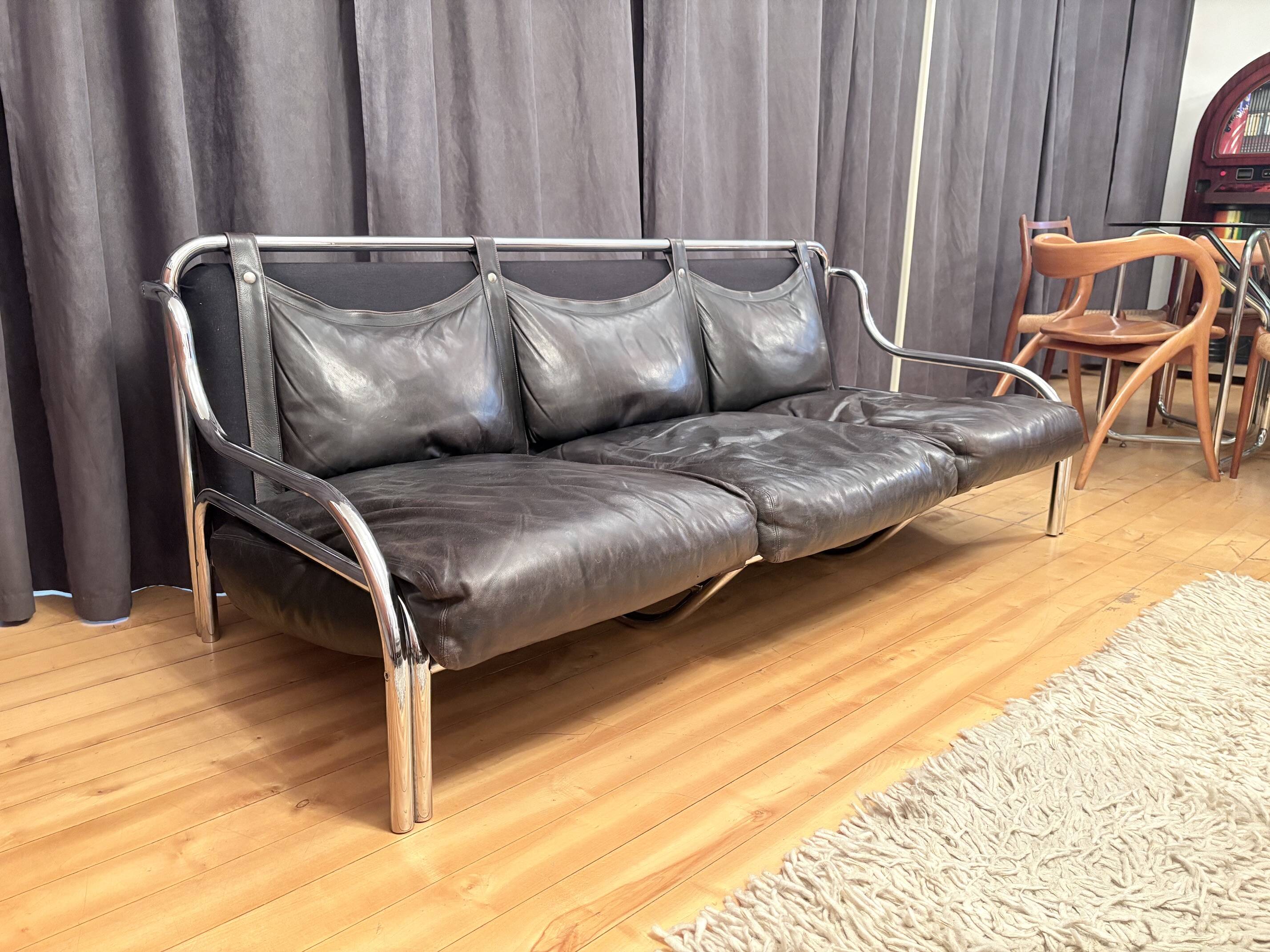 "Stringa" Three-Seater Sofa by Gae Aulenti, Poltronova, Italy, 1960s