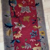 Antique Chinese carpet Art Deco handmade 64cm x 120cm 1920s, 1B876
