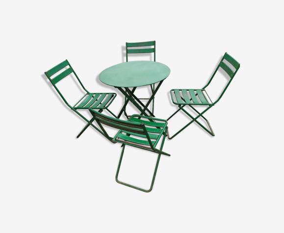 Ensemble de jardin table et chaises pliantes en métal