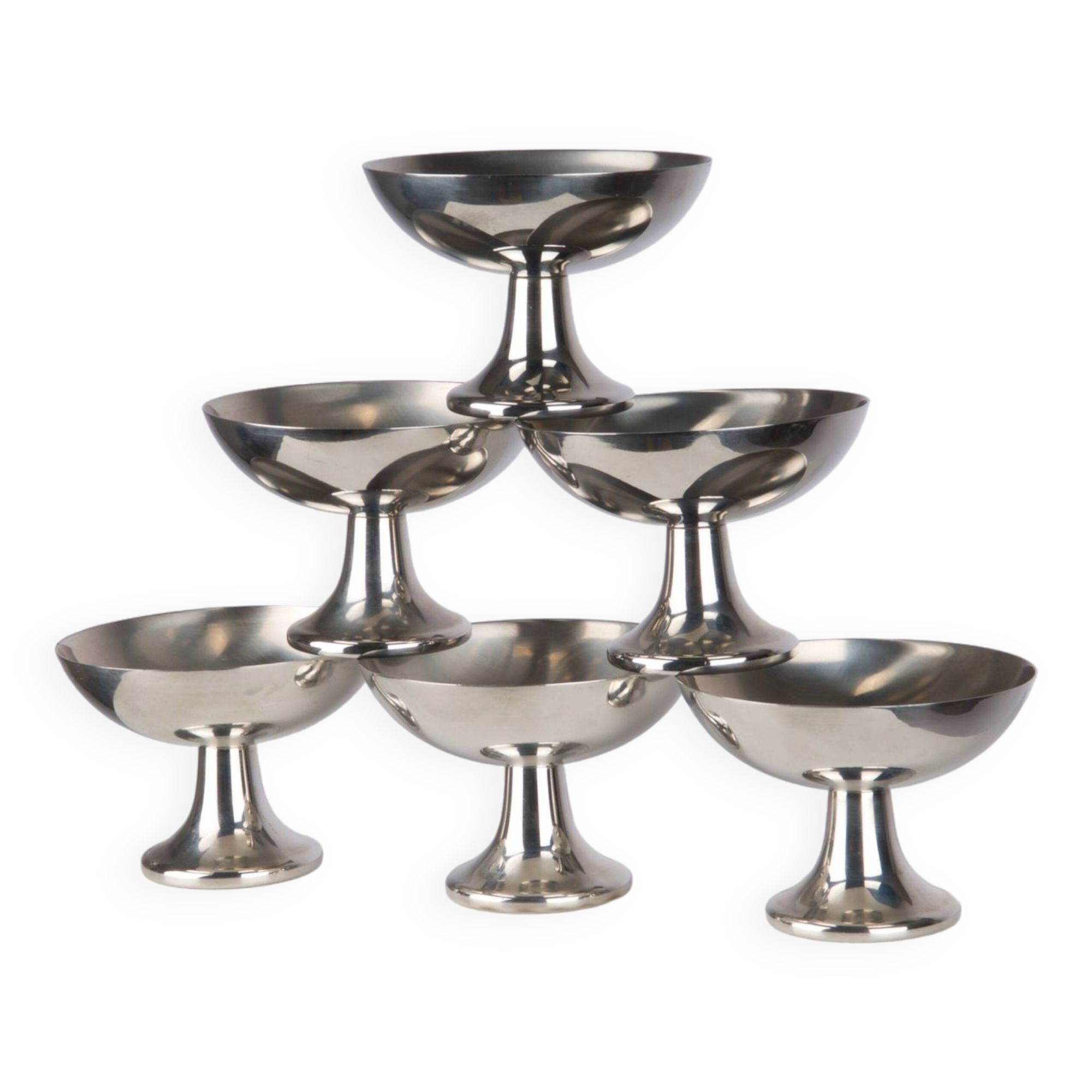 Set of 6 Alfra Alessi ice cream cups in 10/18 stainless steel
