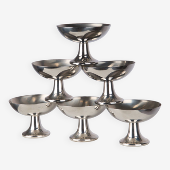Set of 6 Alfra Alessi ice cream cups in 10/18 stainless steel