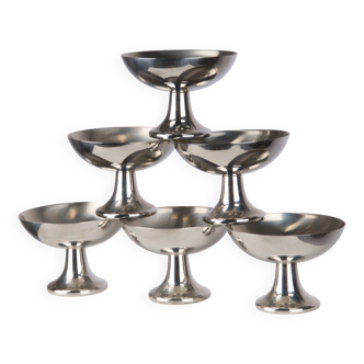 Set of 6 Alfra Alessi ice cream cups in 10/18 stainless steel