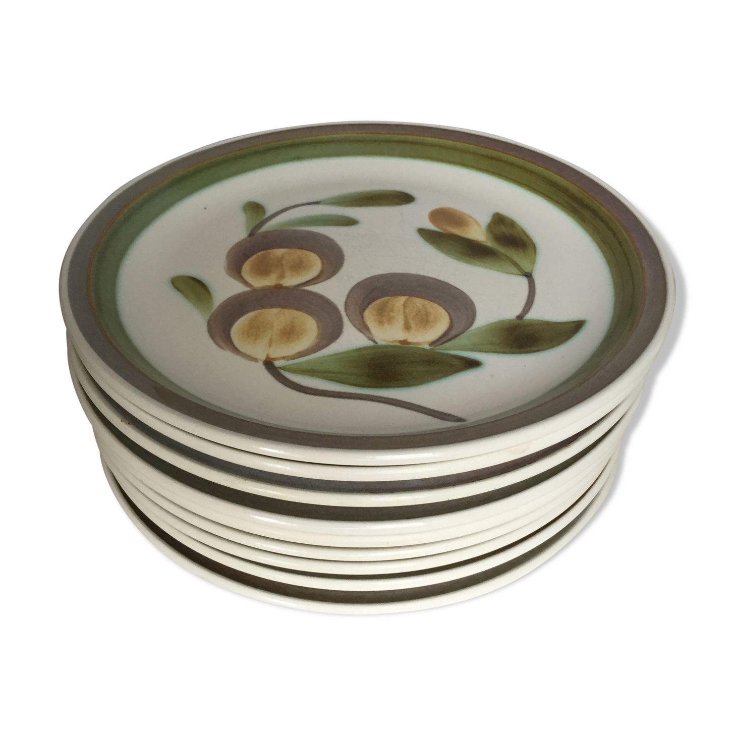 Set of 9 Gien flat plates