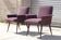 Paire de fauteuils vintage pied compas velours violet 1950s