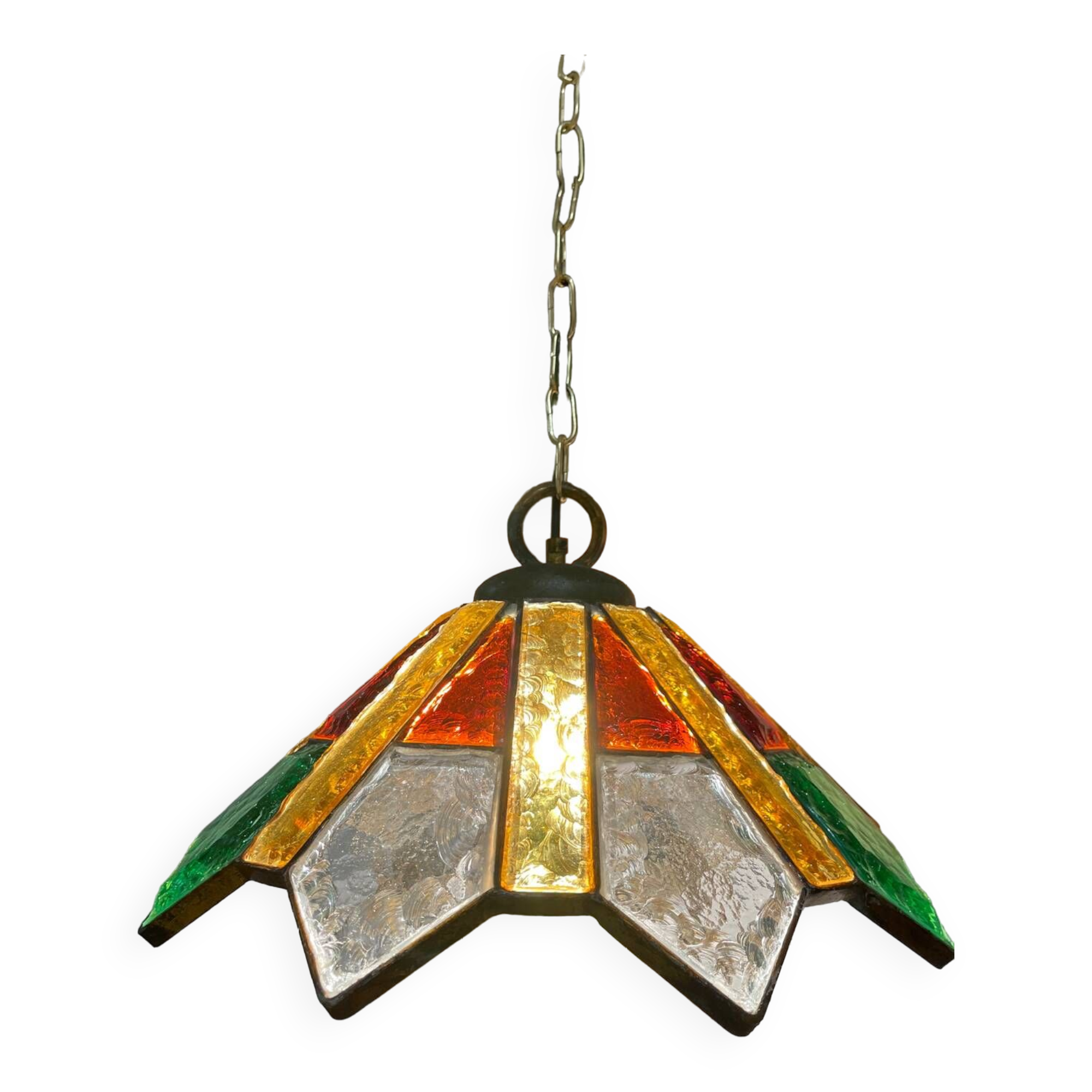 Poliarte pendant lamp by Longobard in murano glass, 1980s