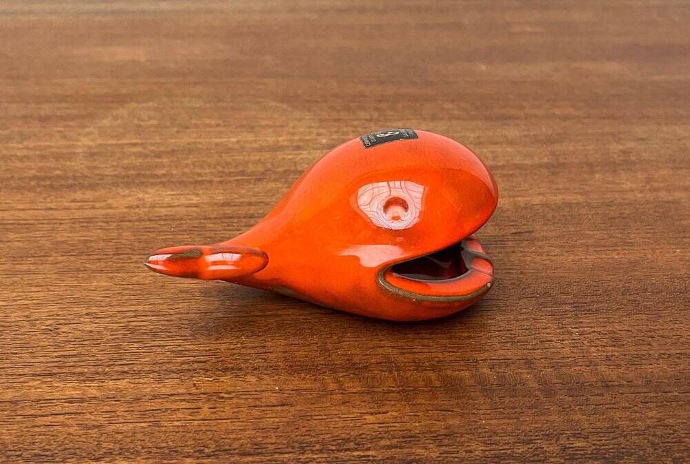 Whale Figurine Ashtray in Ceramic by Ceramica D'Arte, Salerno, Italy, 1970s