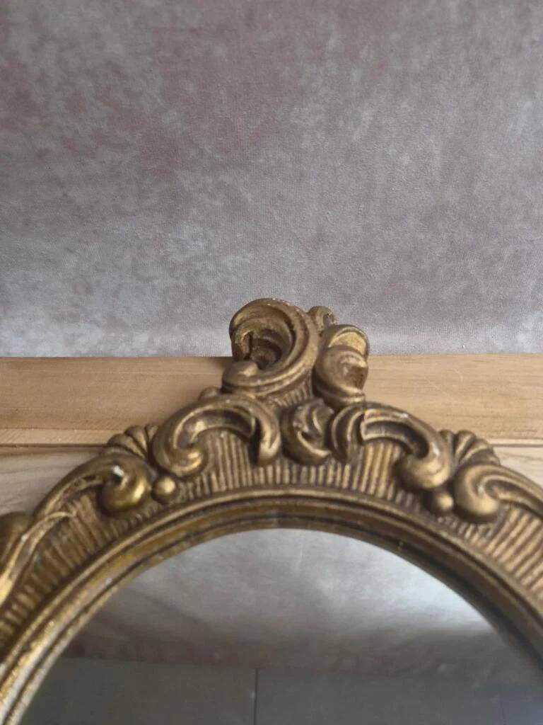 Antique gilded stucco mirror – Louis XV rococo style – 42 cm