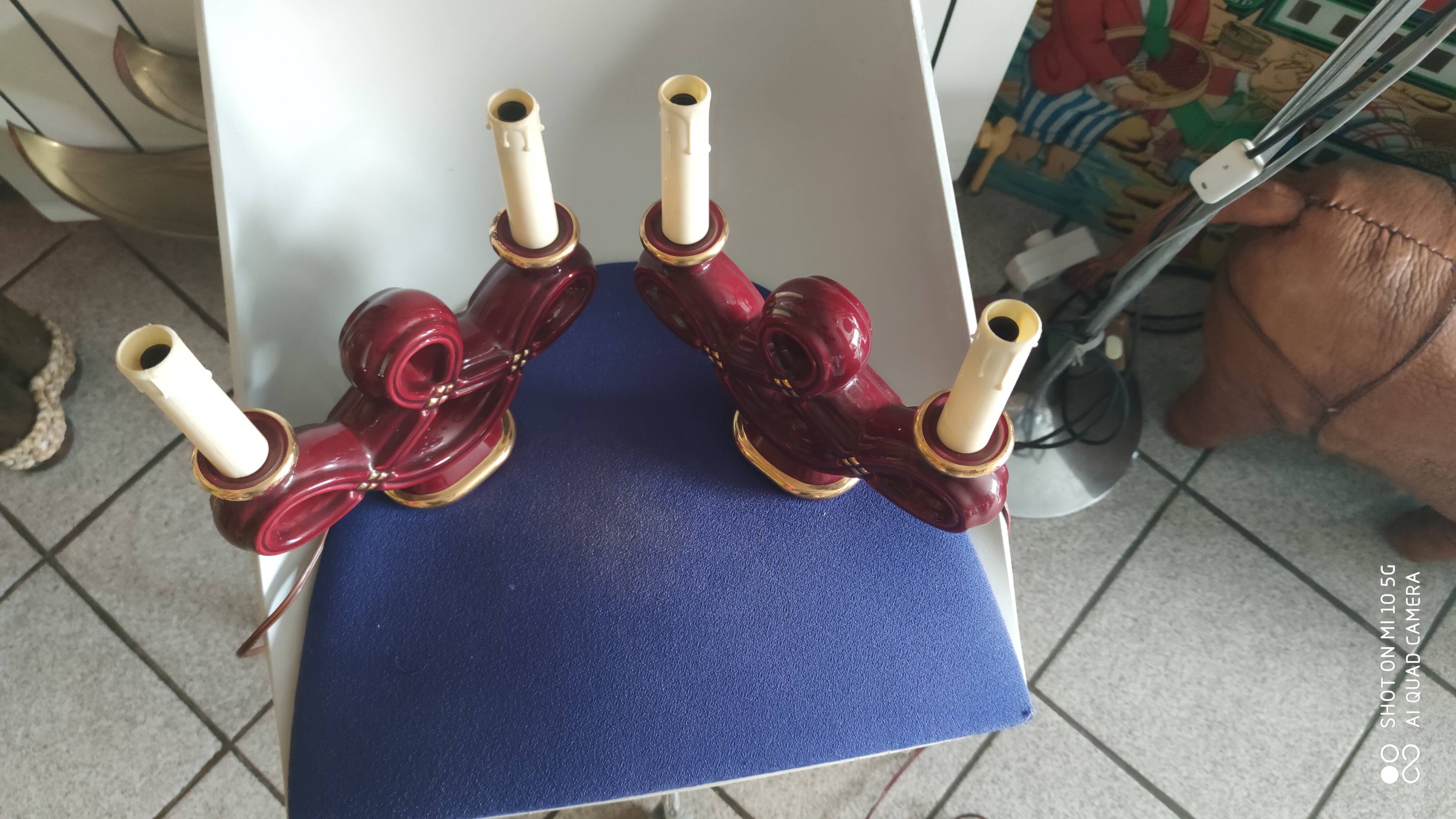 Pair of ceramic candelabra from Vallauris, circa 1950