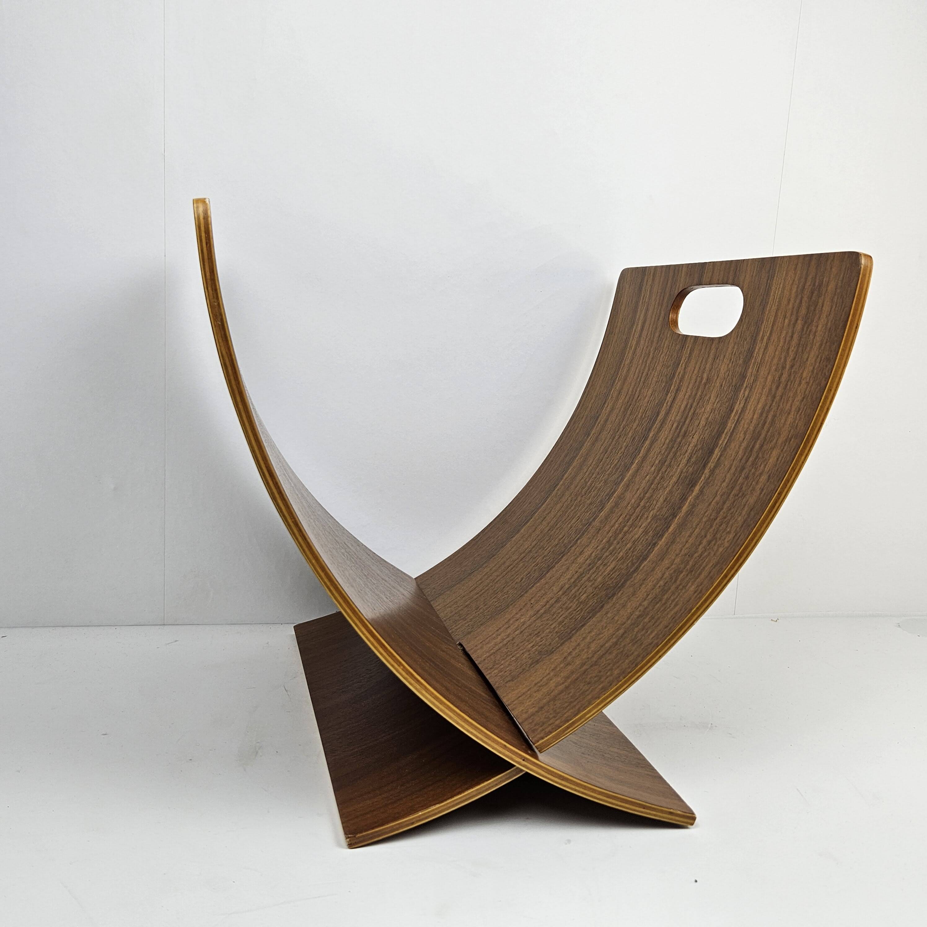 Scandinavian Magazine Rack in Teak Veneered Plywood, 1970's