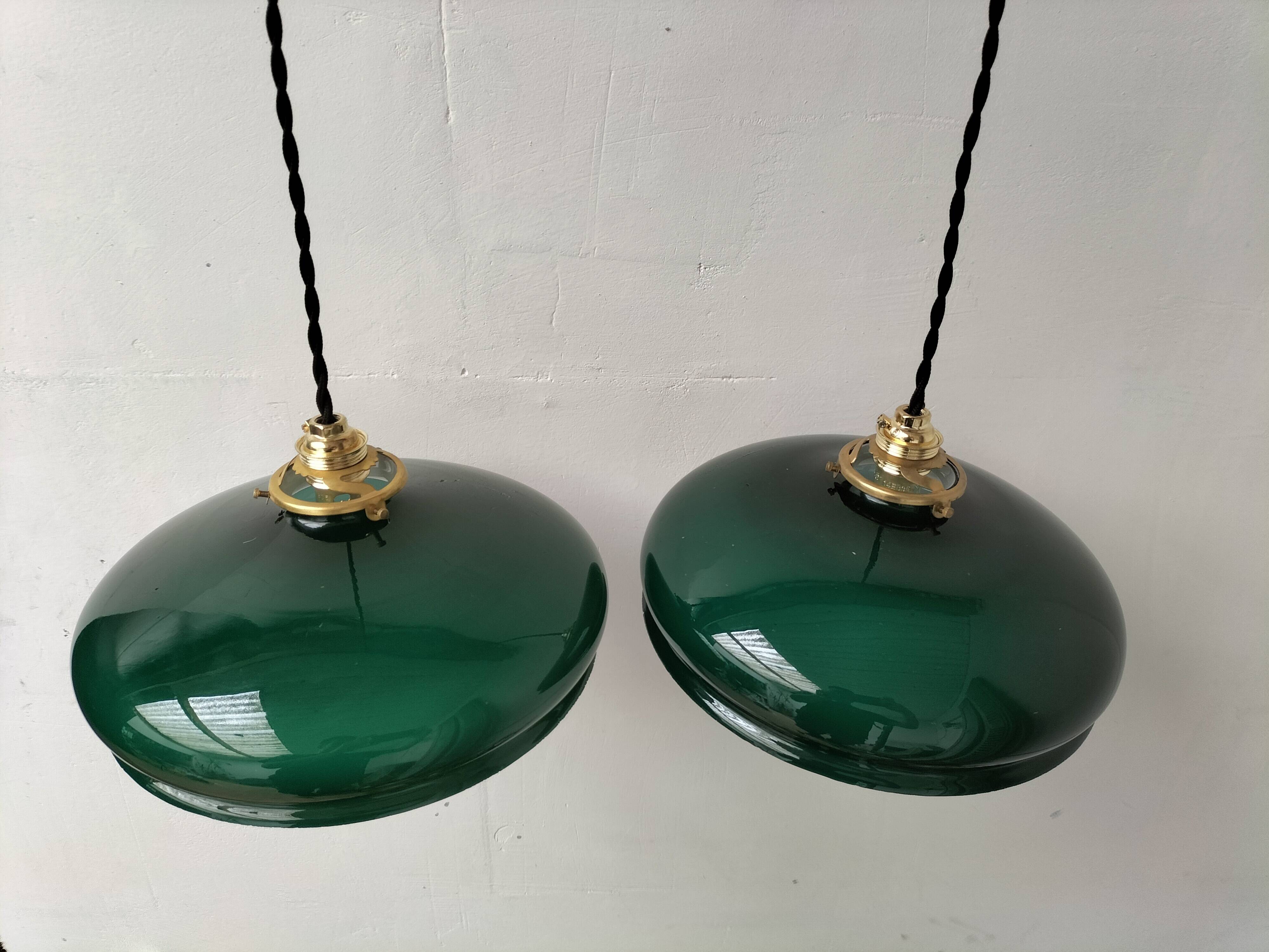 Green opaline pendant lights