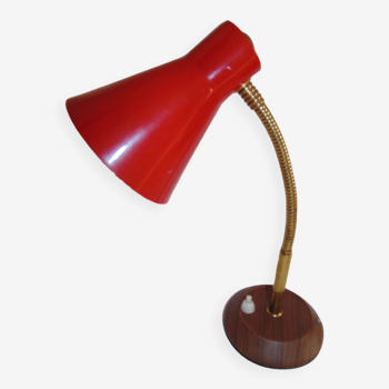 Lampe sur flexible en métal laqué rouge