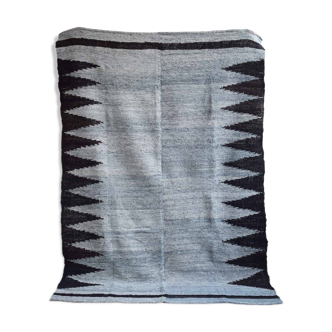 Tapis argentin 100% pure laine gris et noir