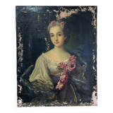 Portrait de femme au bouquet XIXème