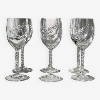 Set of 6 cristal d'arques fleury epi liqueur glasses