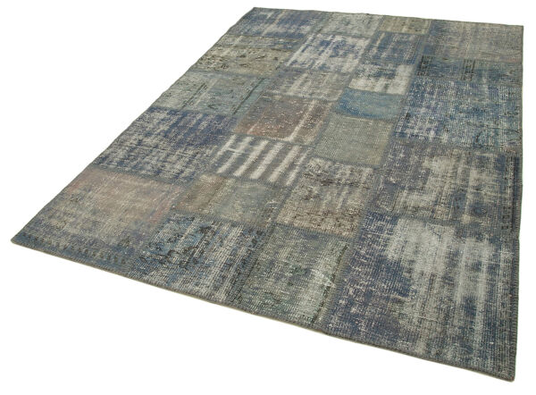 tapis anatolien surteint fait à la main 176 cm x 244 cm tapis patchwork bleu