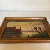 Small autumn landscape painting signed
