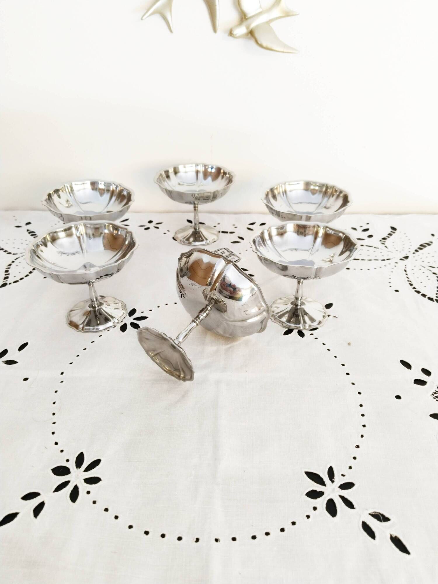 Guy Degrenne ice cream or sorbet cups, 18/10 stainless steel, lot 9