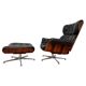 XL Extraordinary design Bent plywood Lounge Chair and Ottoman in rosewood -1960s