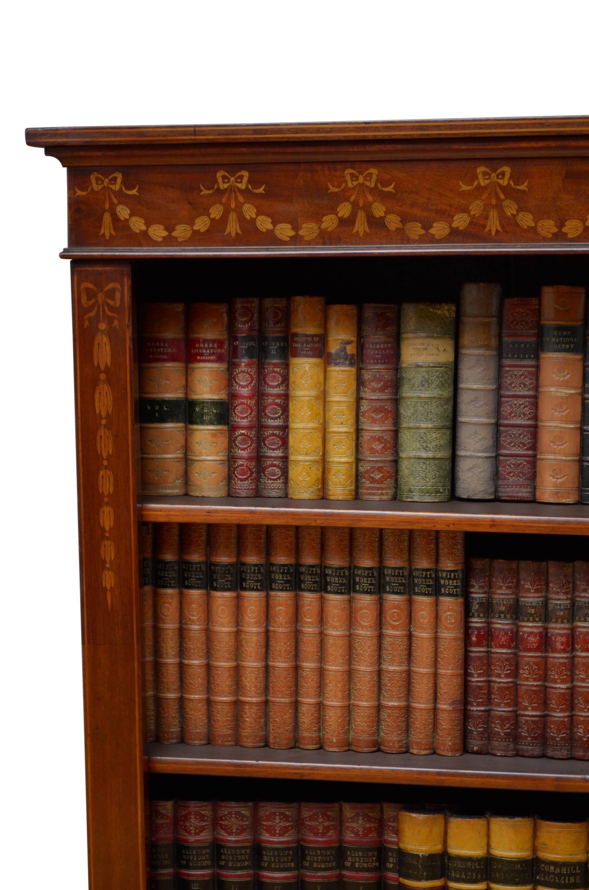 Edwardian Mahogany and Inlaid Open bookcase