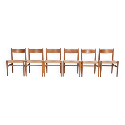 6 chaises de salle à manger Hans J. Wegner CH36 en chêne, années 1970 Danemark