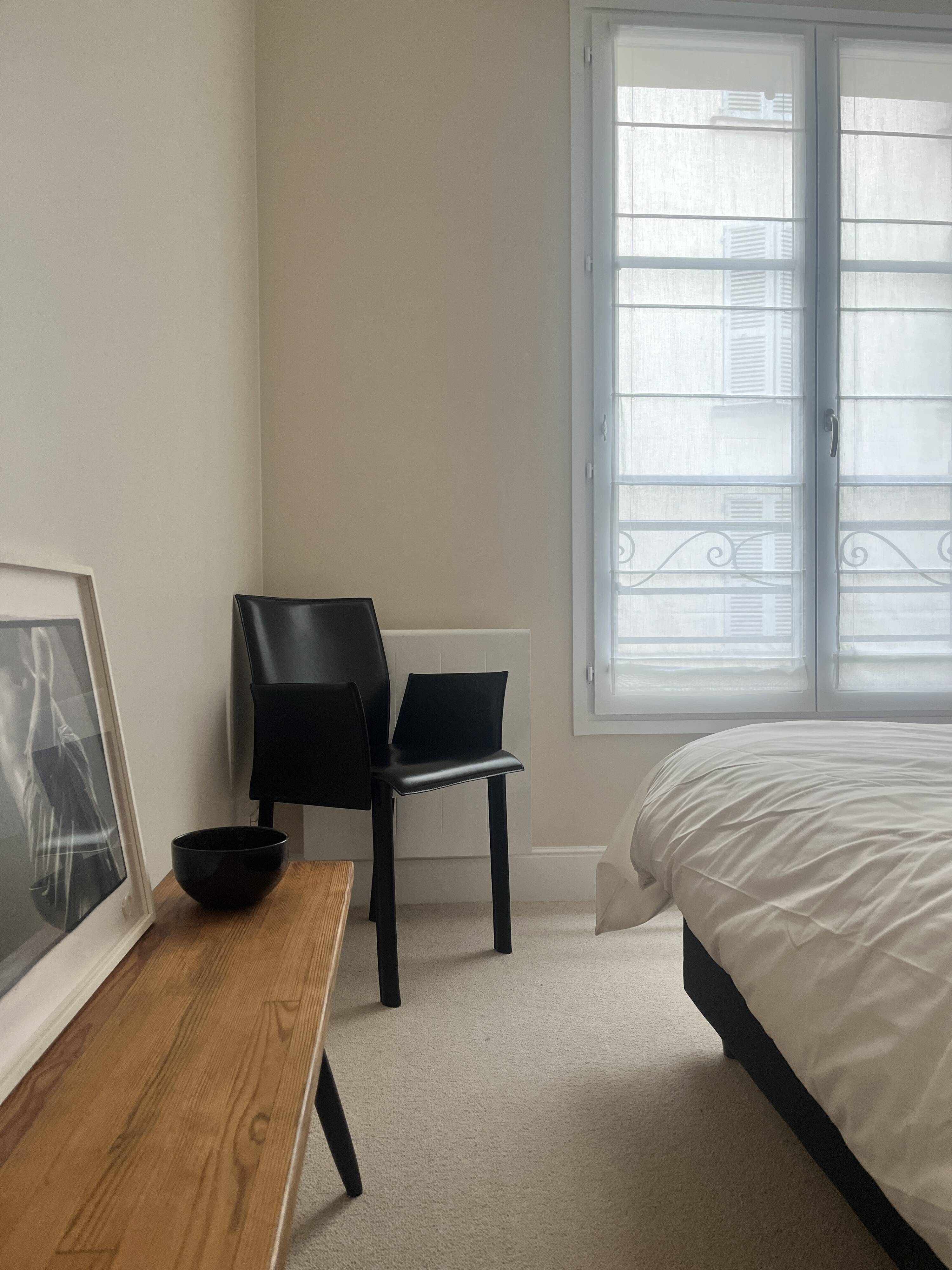 Office chair with armrests in thick black leather, Cattelan Italia