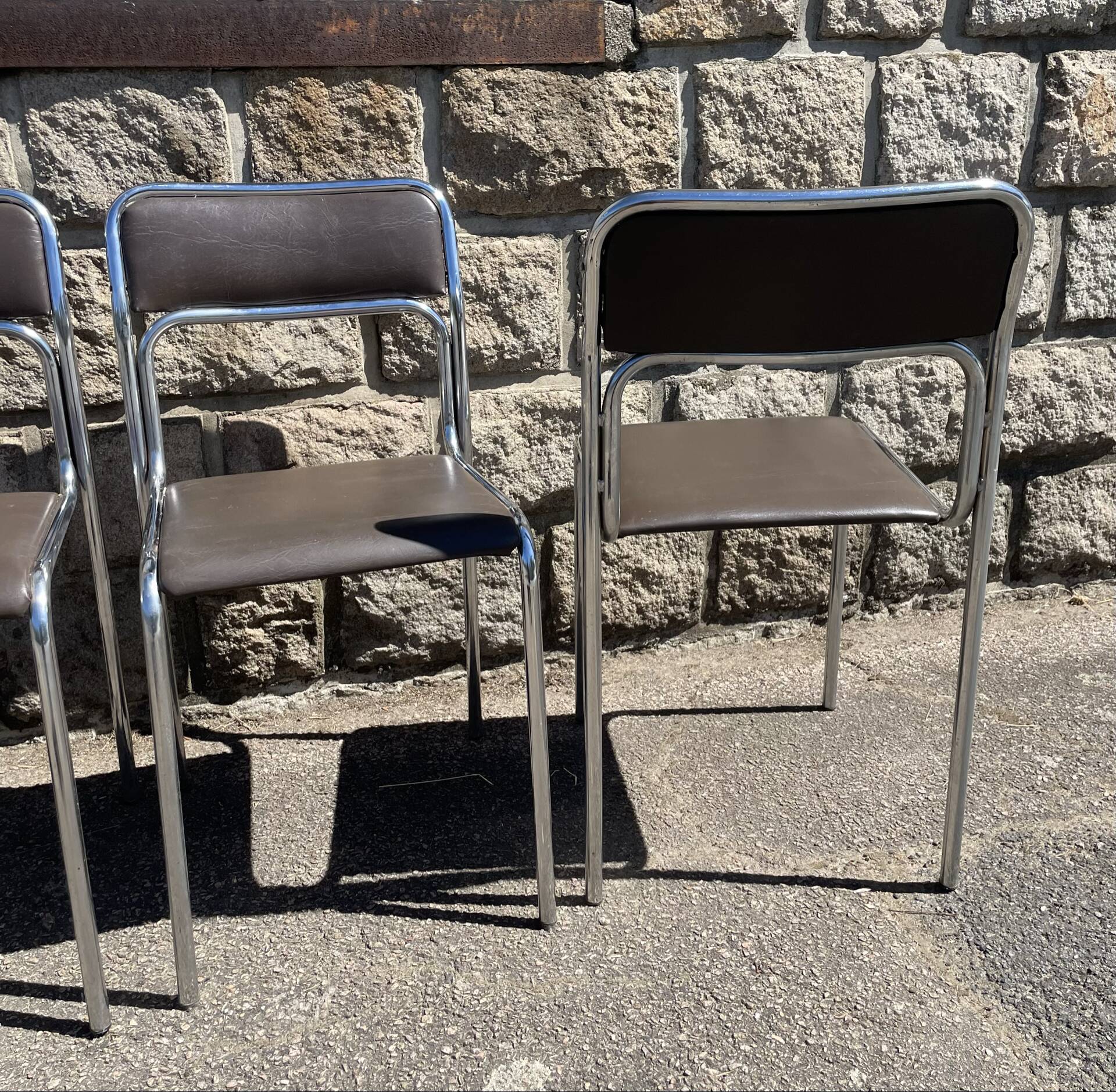 4 modern dining chairs / Chocolate brown upholstery
