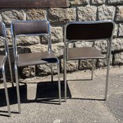 4 modern dining chairs / Chocolate brown upholstery