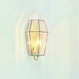 Pair of Mid-Century Glass & Brass Wall Lamps from Limburg, Germany, 1960s