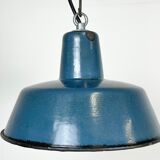 Suspension industrielle en émail bleu, années 1960