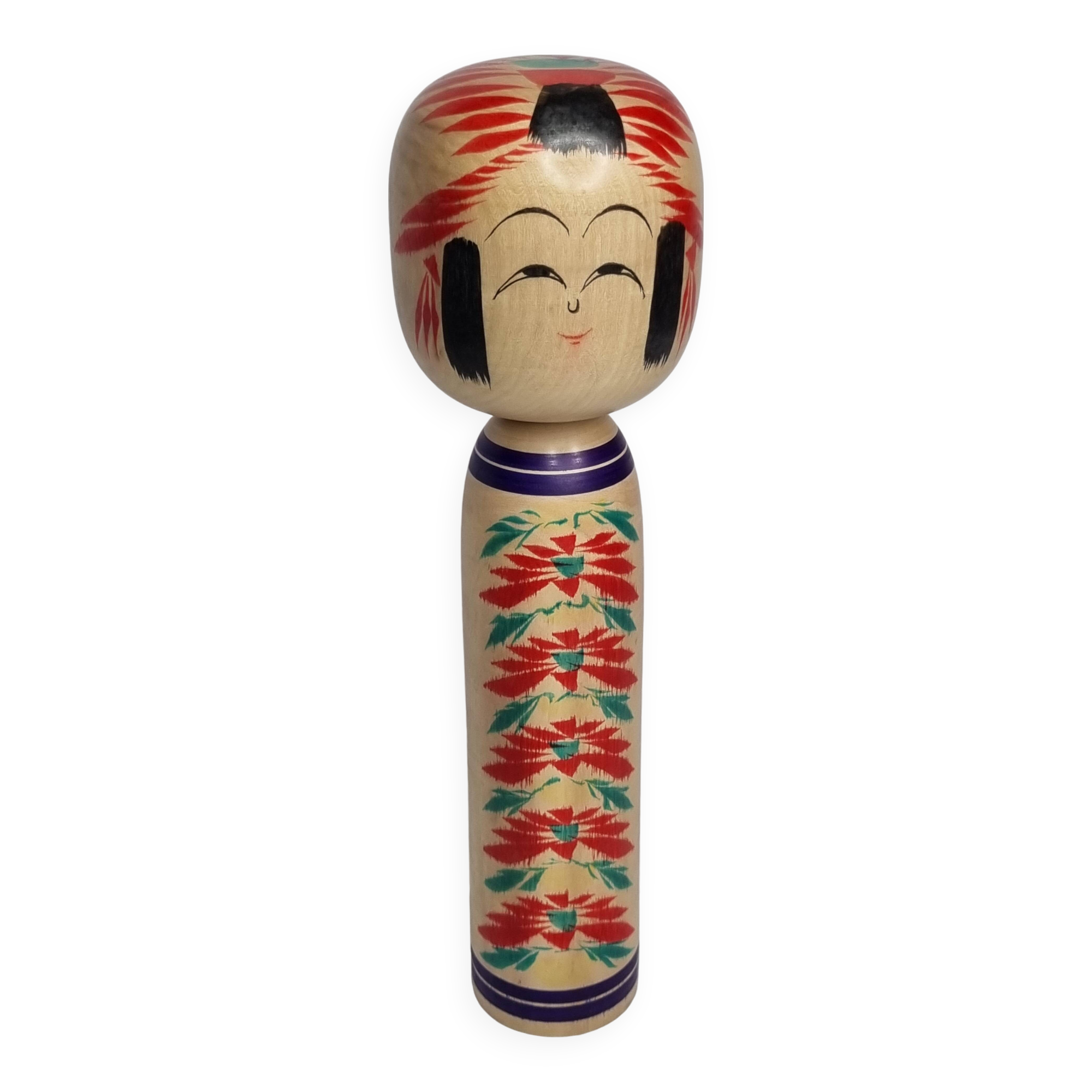 Traditional Japanese Kokeshi doll signed and numbered, 31 cm, dated 1964