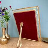 Antique gilt metal frame with flower engraving