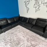 Stressless black leather corner sofa
