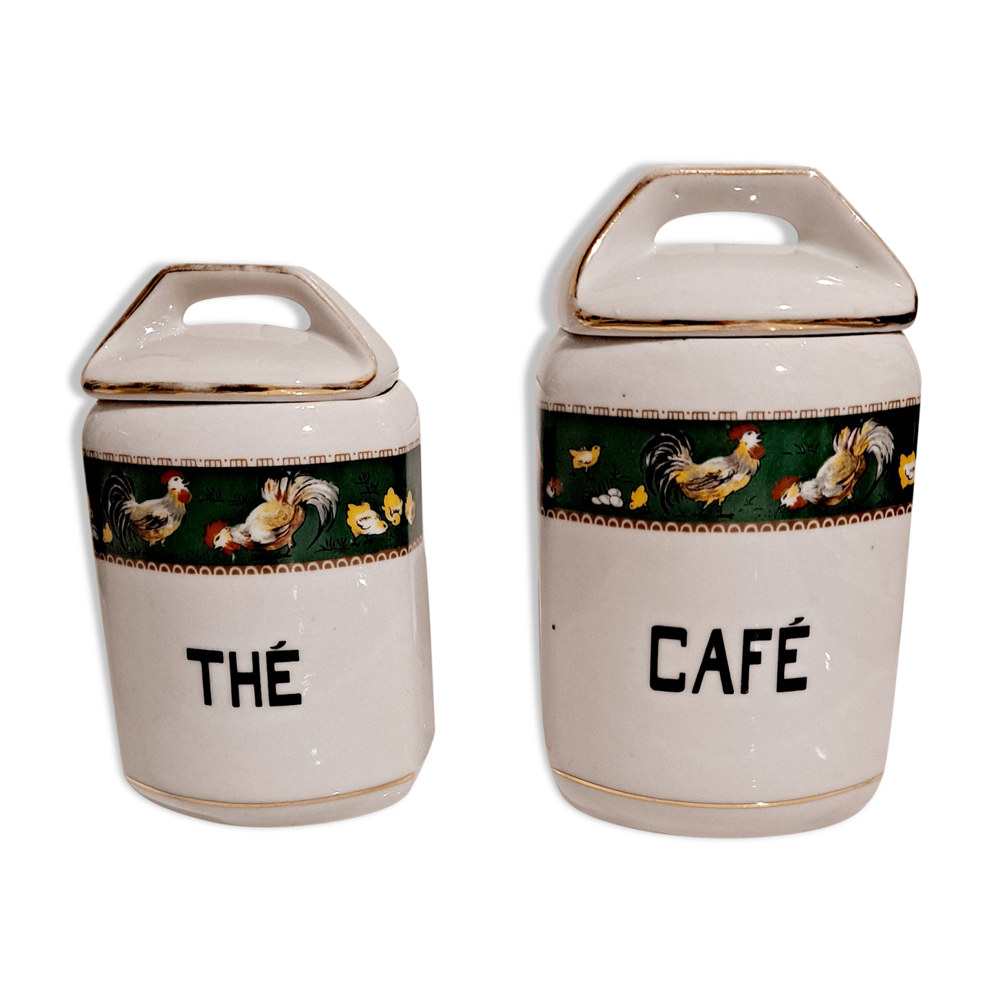 Pair of pretty chicken spice boxes