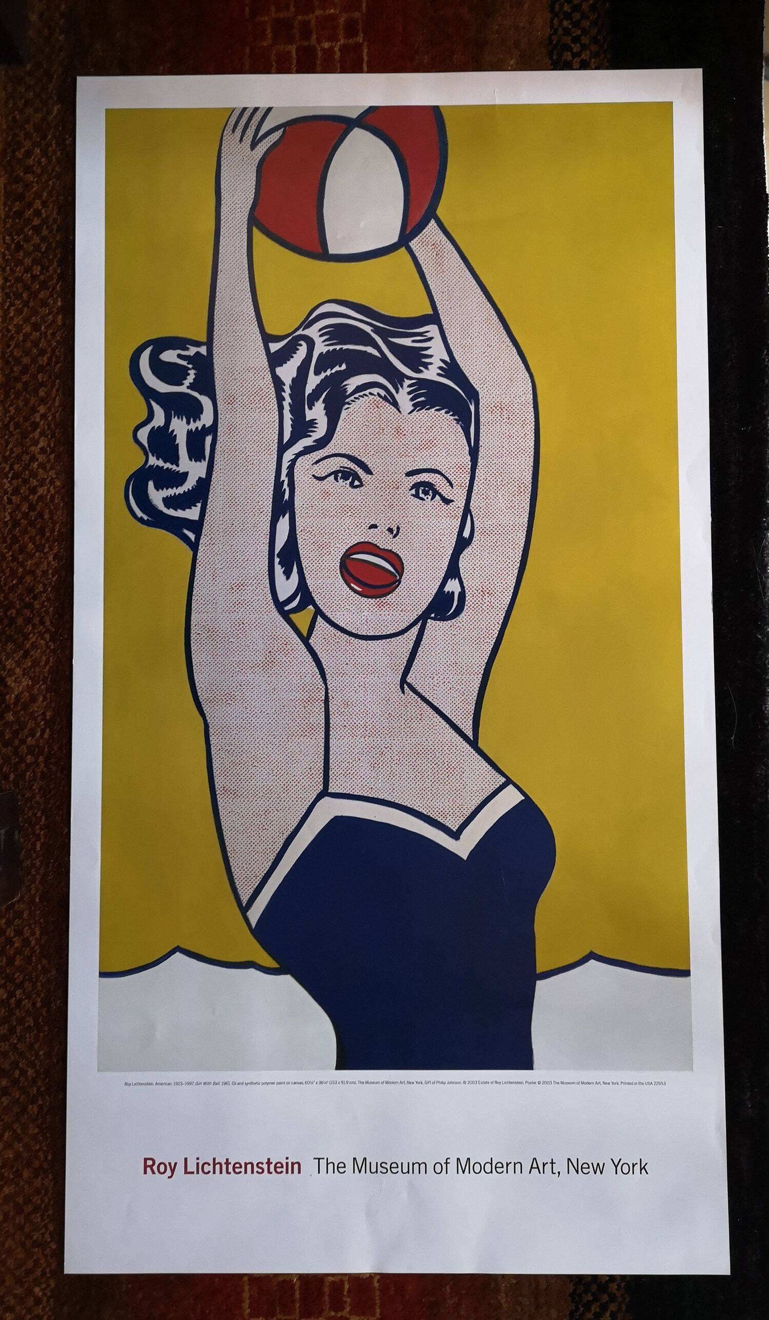 Large Roy Lichtenstein Exhibition Poster - Girl with Ball - Museum of Modern Art (MoMA) New Yo
