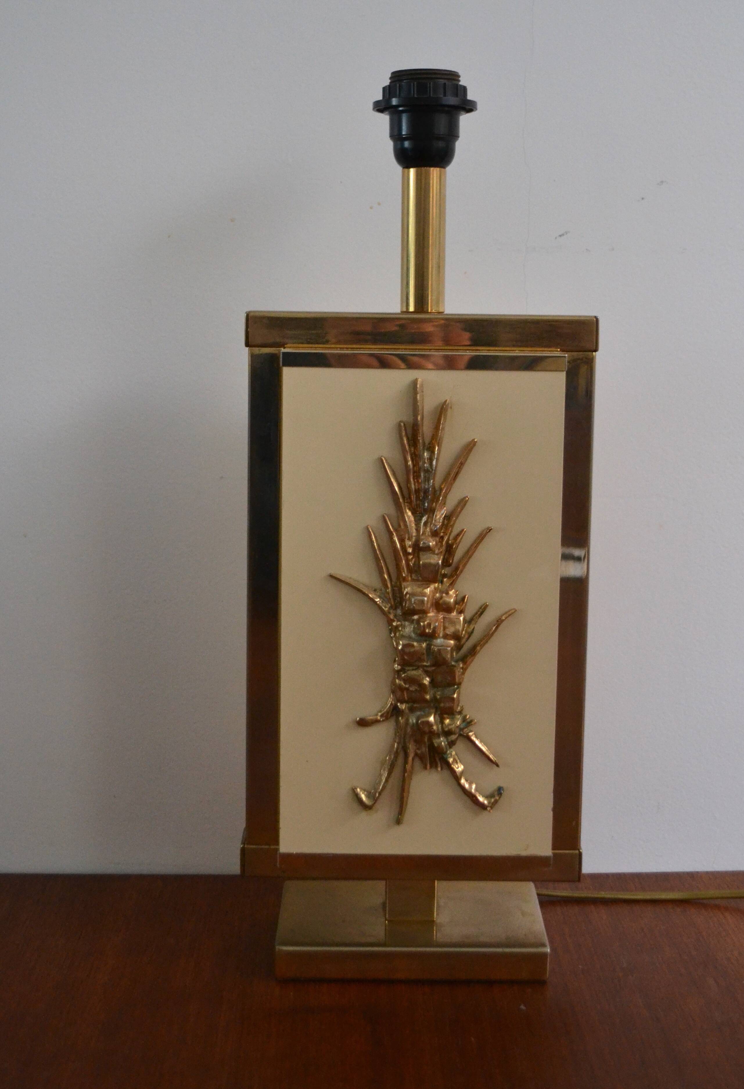 70s lamp foot by Philippe Cheverny in brass and bronze resin