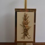 Pied de lampe années 70 de Philippe Cheverny en résine laiton et bronze
