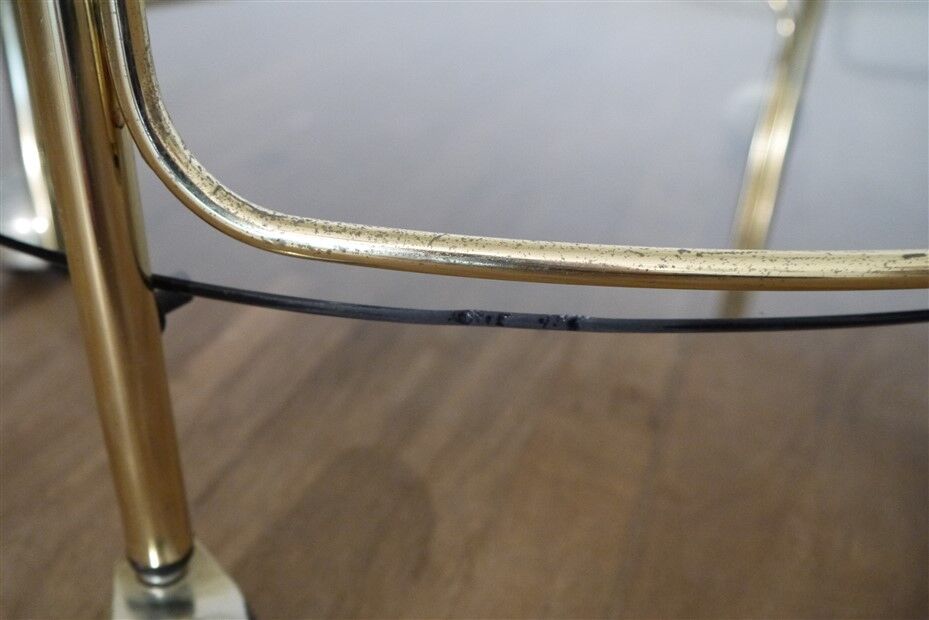 Brass and glass rolling trolley 1970