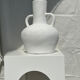 Handcrafted terracotta vase painted white with double handles h:40 d:30