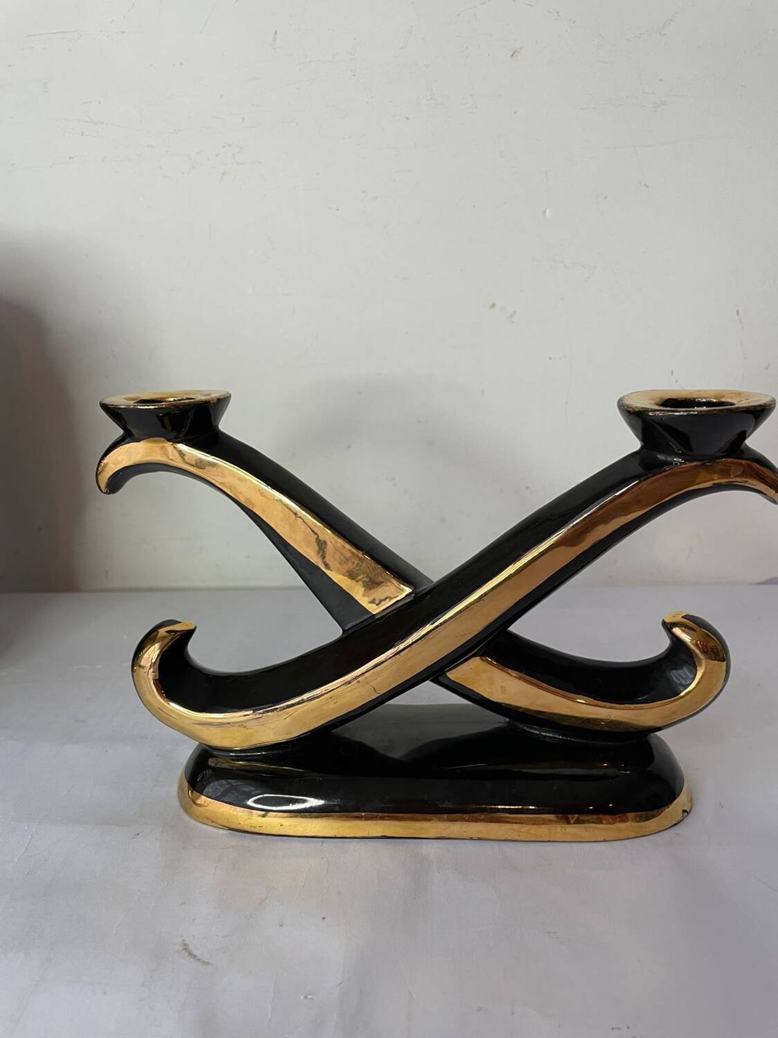 Art Deco vase and candle holder set